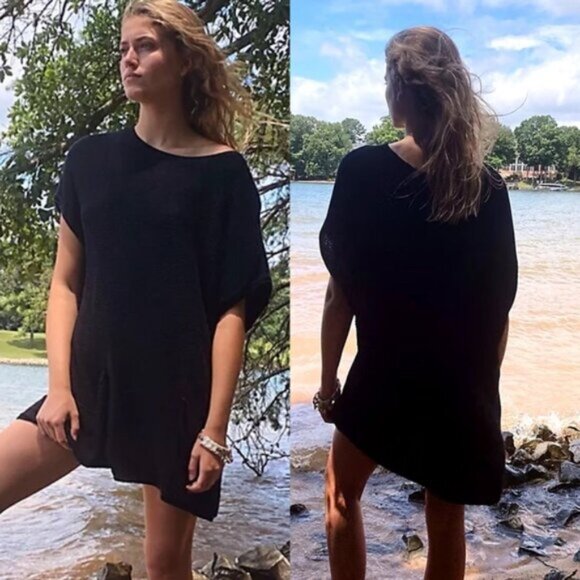 Free People Beach Hide Away Sweater Tunic Black - Picture 1 of 7